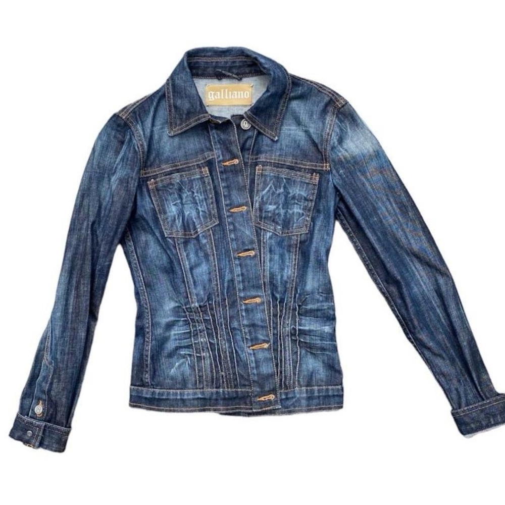 Galliano Denim Jacket with Gold Rhinestone Accents - Picture 3 of 6